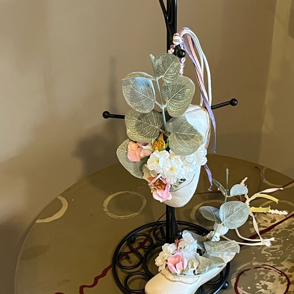 Pink and White Mixed Media Floral Art
